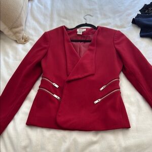 Jules & Leopold Red Blazer with Asymmetrical Neckline